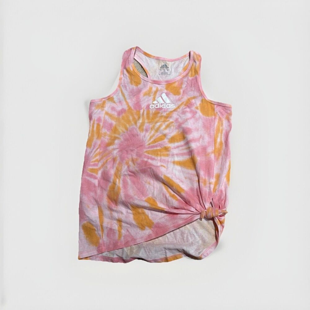 NWT Girls XL Adidas Tie‎ Front Tank Top Pink And Orange Tie Dye Sleeveless Tank